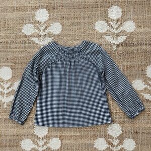 Olive Juice Girls Navy Gingham Long Sleeve Shirt
